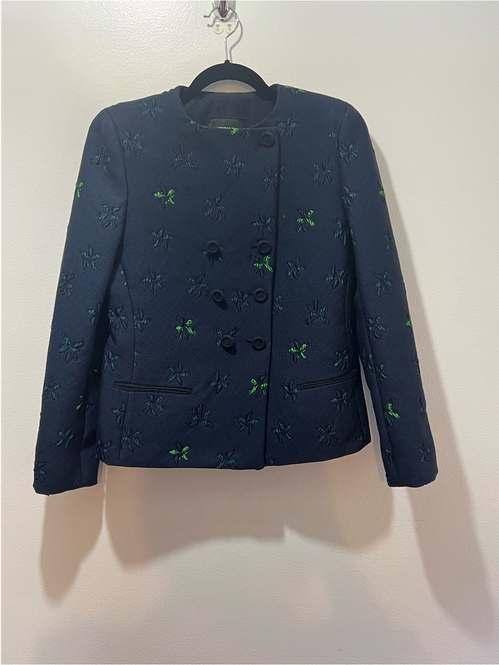 Emporio Armani Navy Jacket with Green Embroidered Motifs - Picture 4 of 12